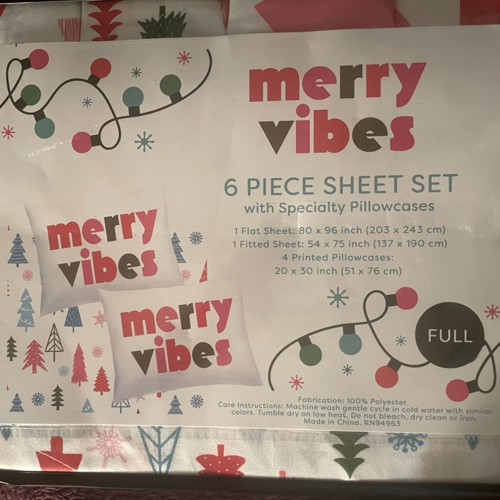 Christmas sheets full size multi color